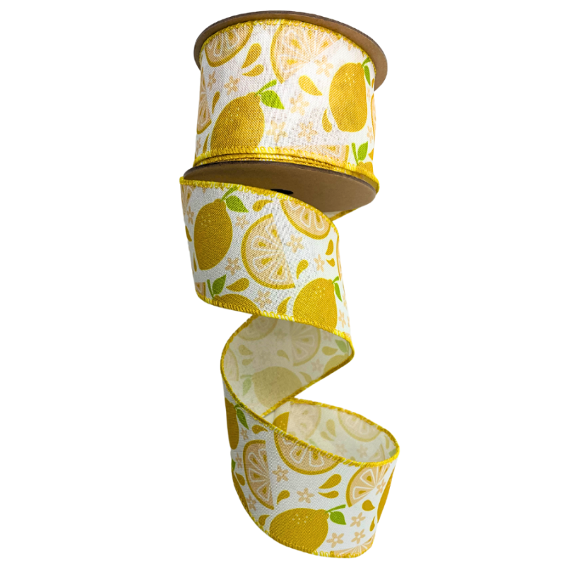 2.5" x 10yd Lemon Slice Wired Ribbon
