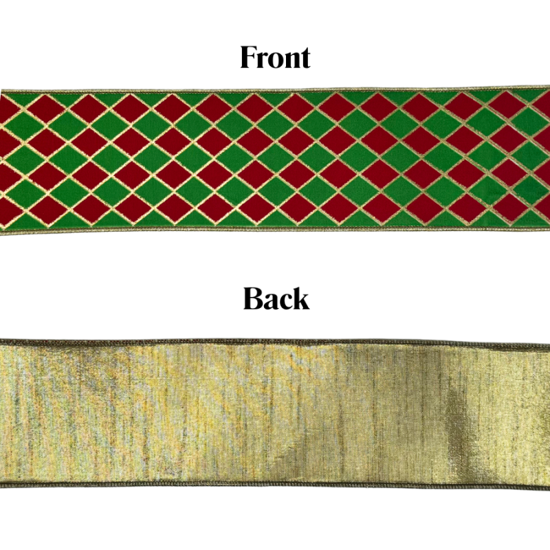 4"x10yd Christmas Diamond Metallic Ribbon