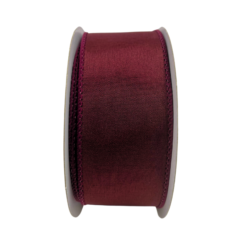 1.5" x 10yd Burgandy Wired Edge Satin Ribbon