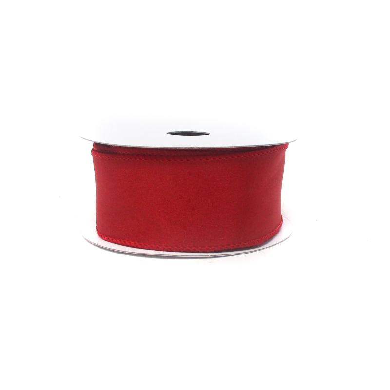 1.5"x10y Red Wired Edge Satin Ribbon