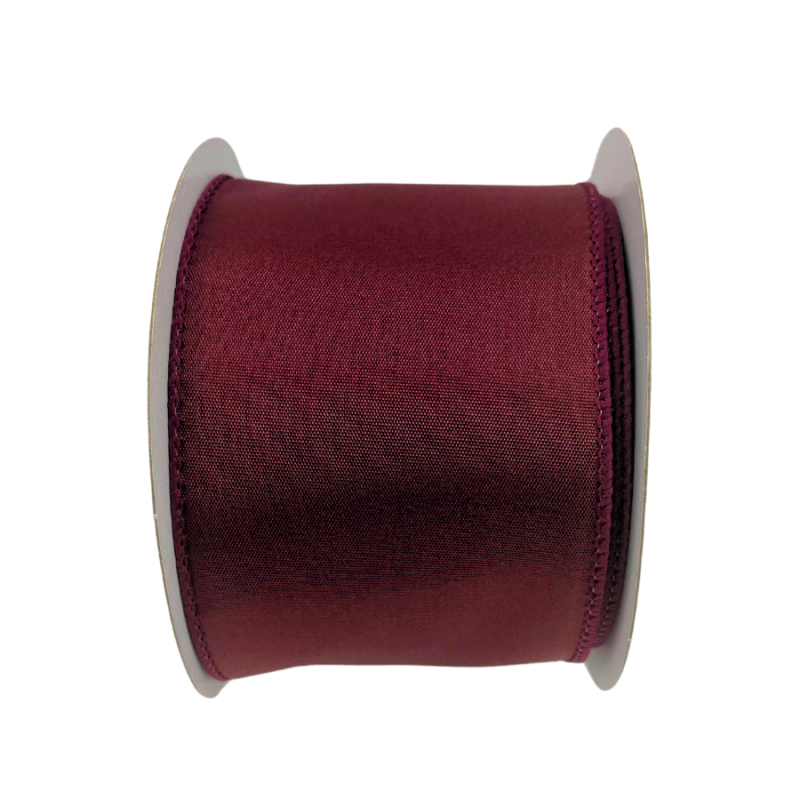 2.5" x 10yd Burgandy Wired Edge Satin Ribbon