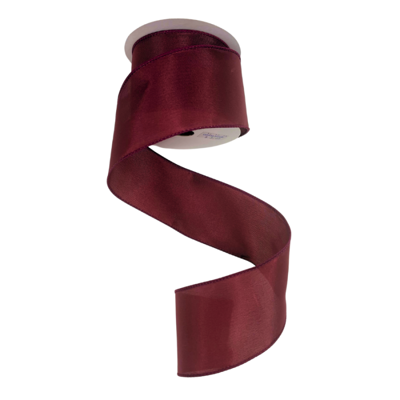 2.5" x 10yd Burgandy Wired Edge Satin Ribbon