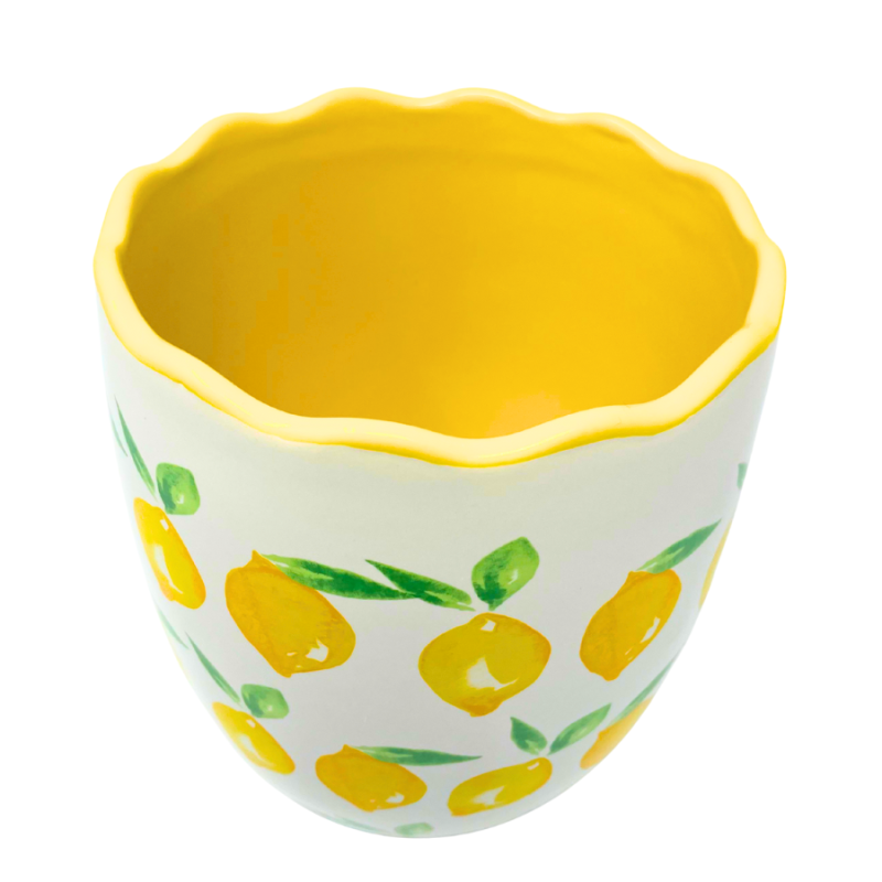 Scalloped Yellow Rim Lemon Utensil Bowl