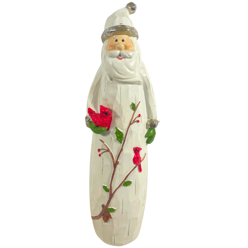12.5" Wooden Carved Cardinal Santa