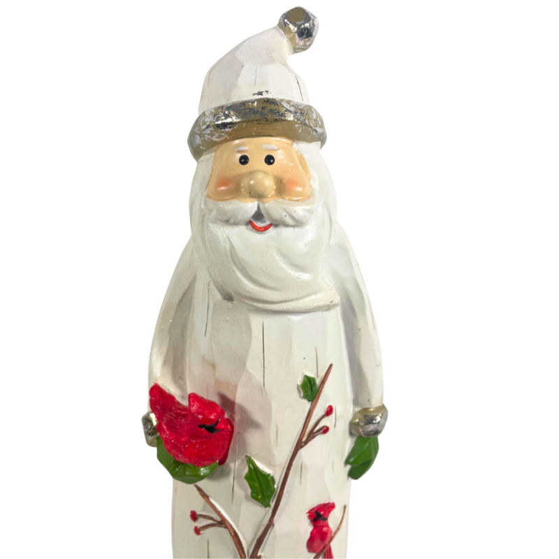 12.5" Wooden Carved Cardinal Santa