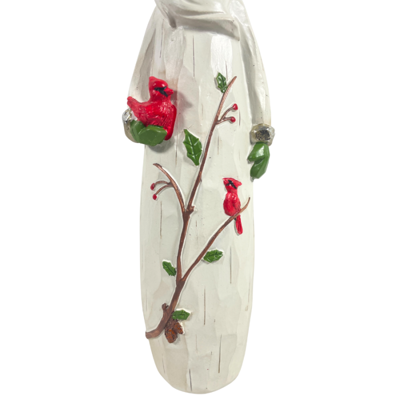 12.5" Wooden Carved Cardinal Santa