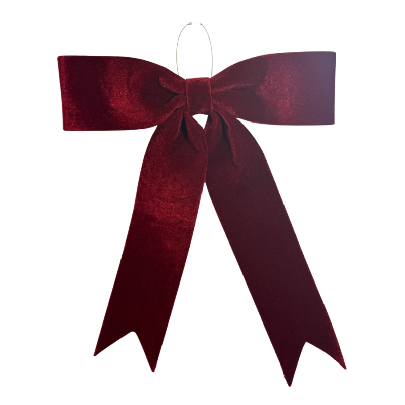 13" Velvet Hanging Bow- Red