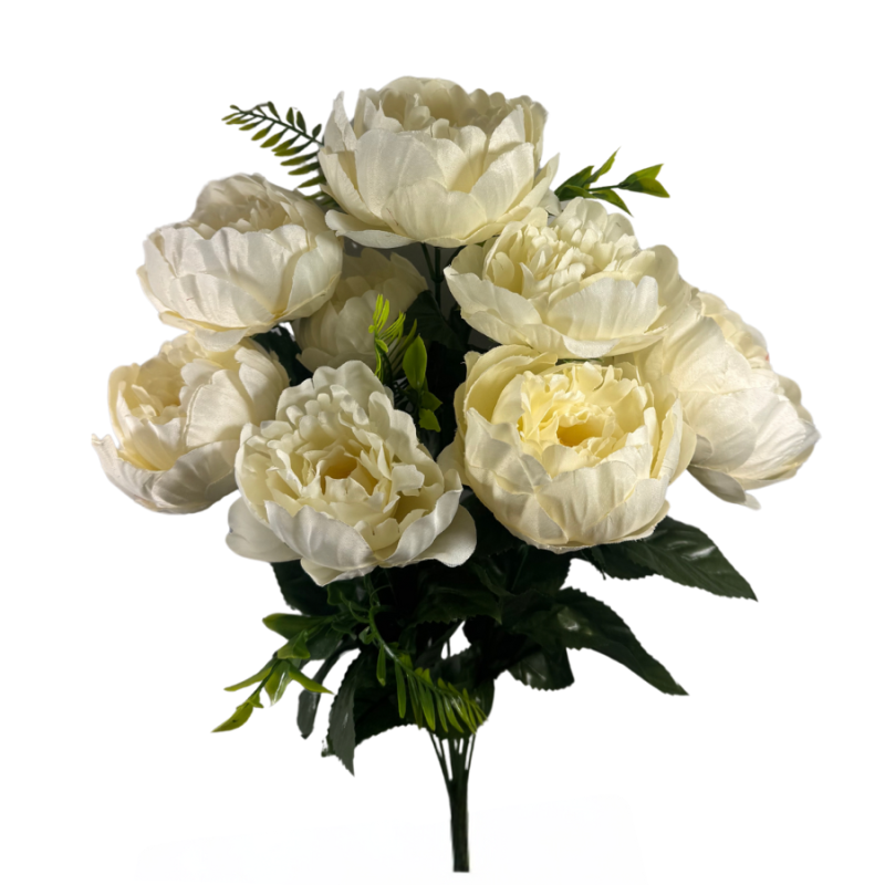 20" Cabbage Rose Bush-Ivory