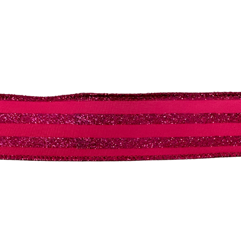 1.5" x 10yd Hot Pink Glitter Pinstripe Ribbon