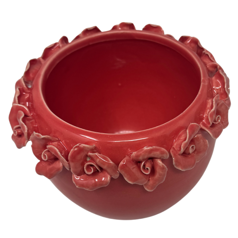 5" Coral Planter with Roses