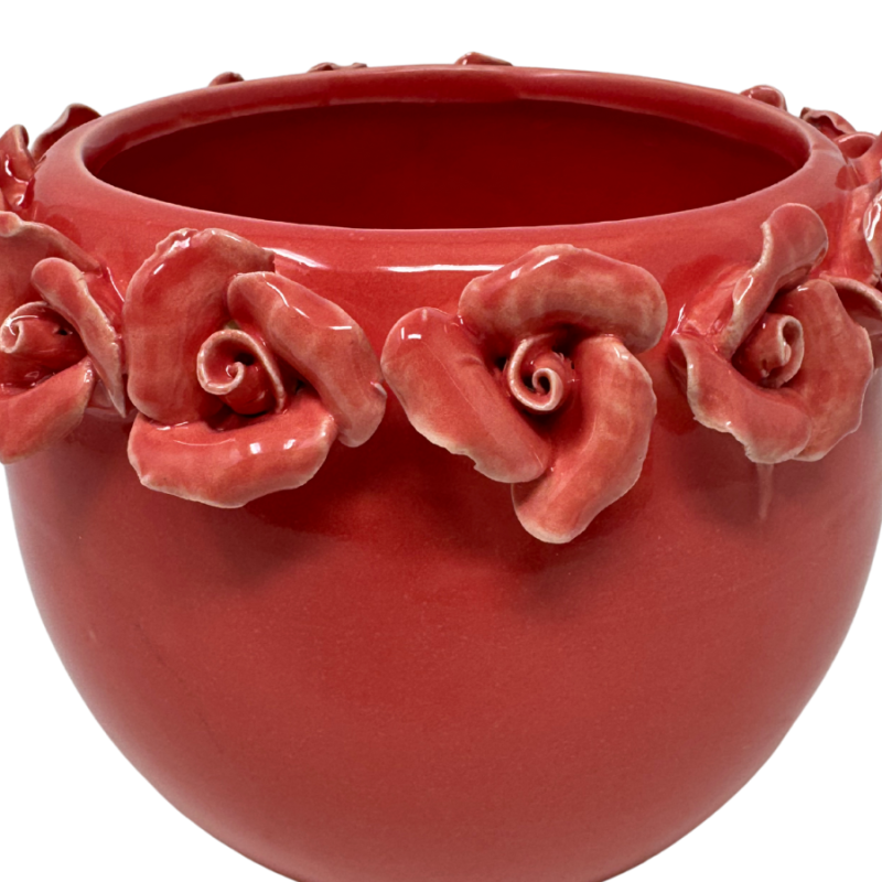 5" Coral Planter with Roses