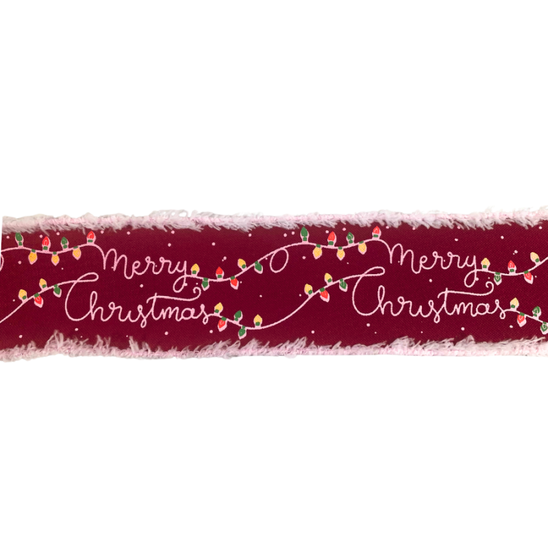 2.5" x 10yd Merry Christmas w/ Fuzzy Edge Ribbon