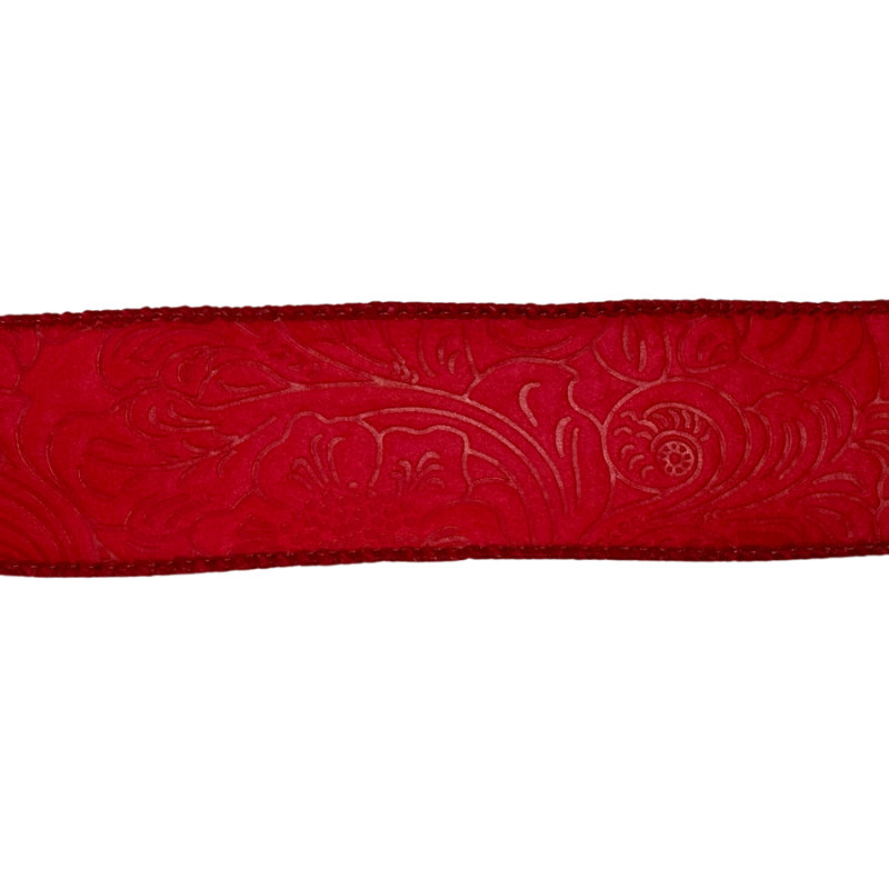 1.5" x 10yd Red Embossed Ribbon