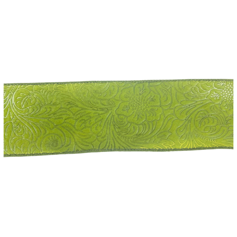 2.5" x 10yd Moss Embossed Ribbon