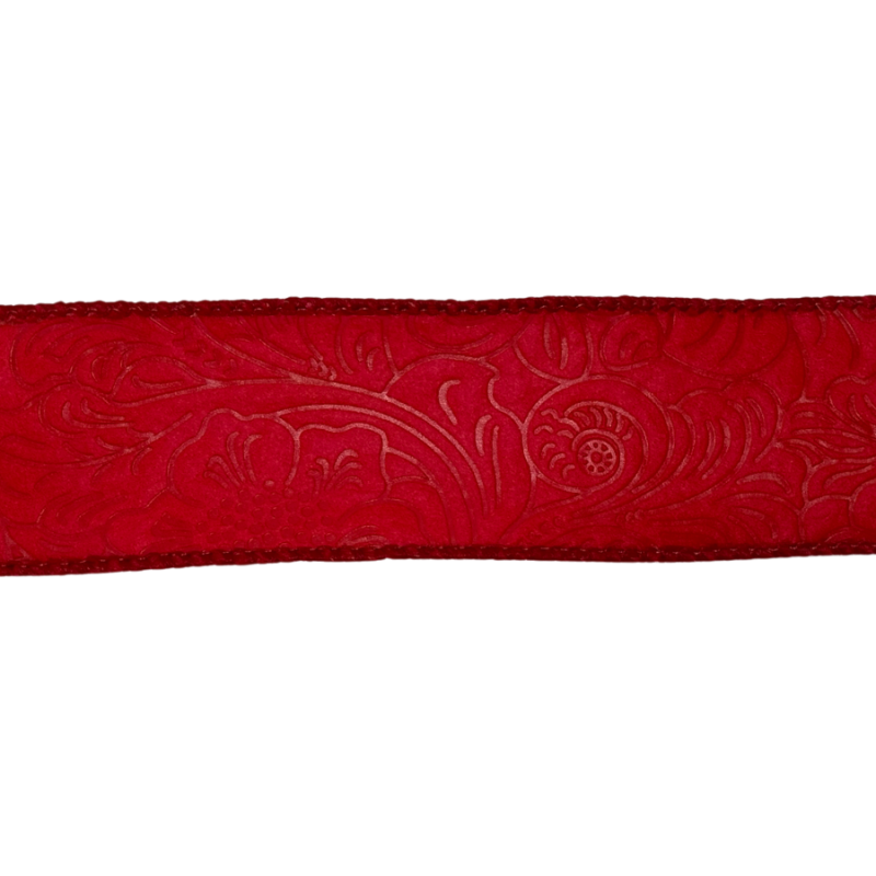 2.5" x 10yd Red Embossed Ribbon