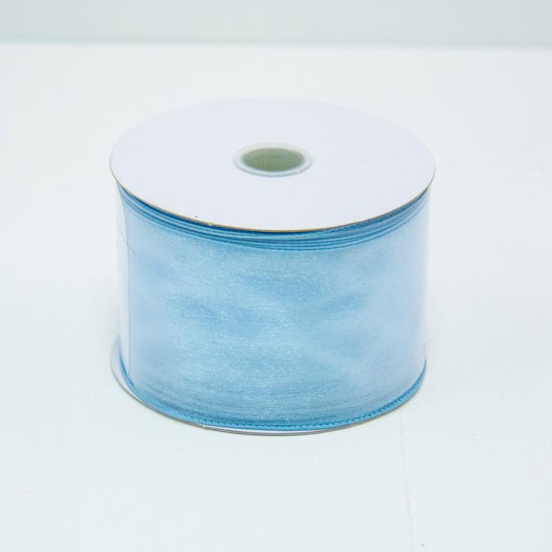 2.5" x10yd Blue Wired Edge Sheer Ribbon Sheer Ribbon