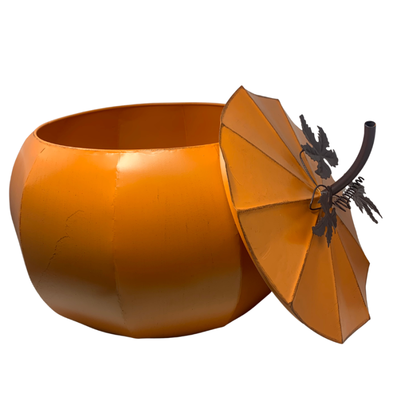 19" Harvest Metal Pumpkin w/ Lid - Extra Large