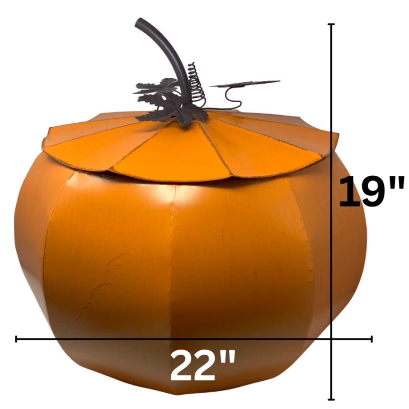 19" Harvest Metal Pumpkin w/ Lid - Extra Large