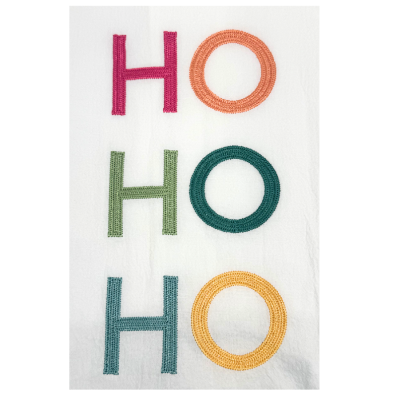 Ho Ho Ho Stitched Tea Towel