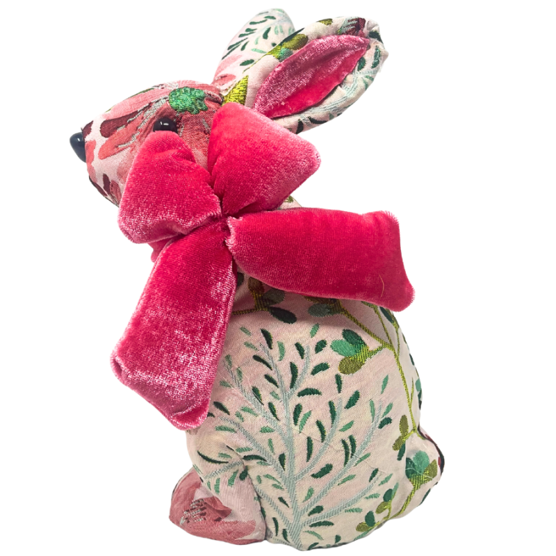 9" Pink & Green Fabric Easter Bunny