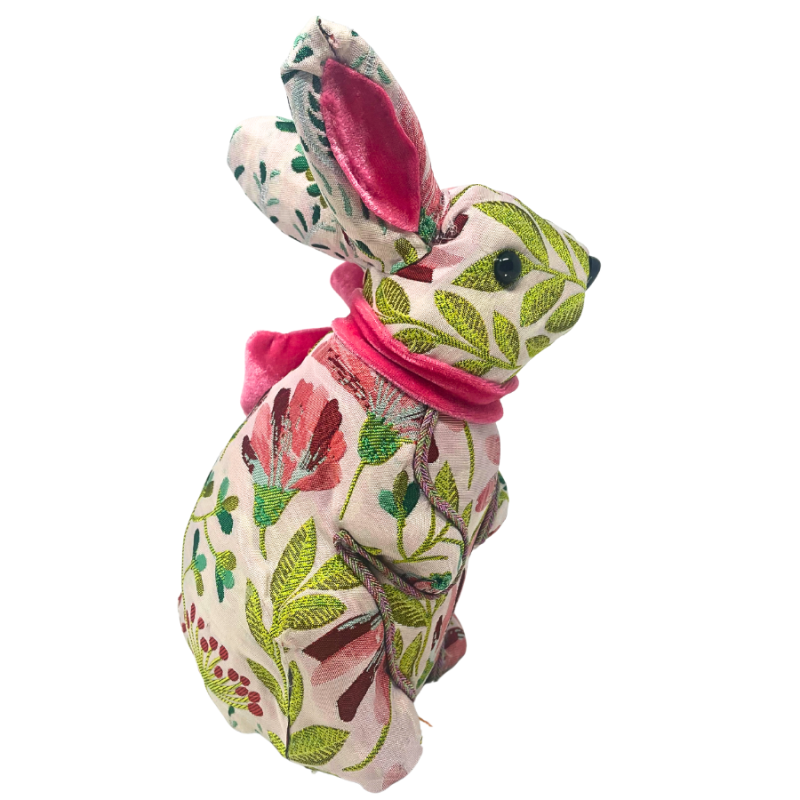 9" Pink & Green Fabric Easter Bunny
