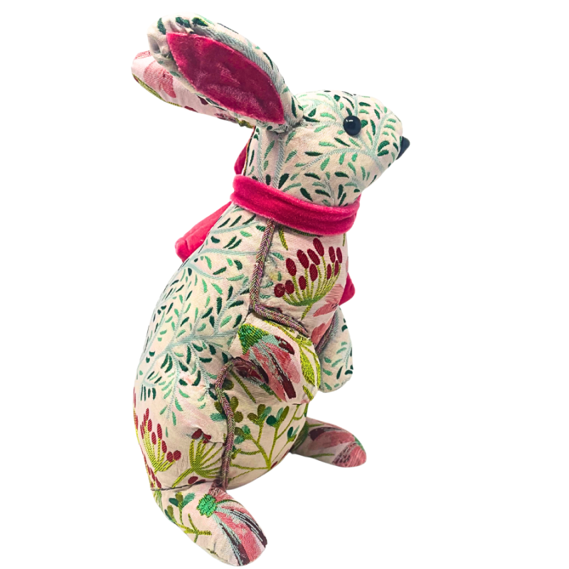 10" Pink & Green Fabric Bunny