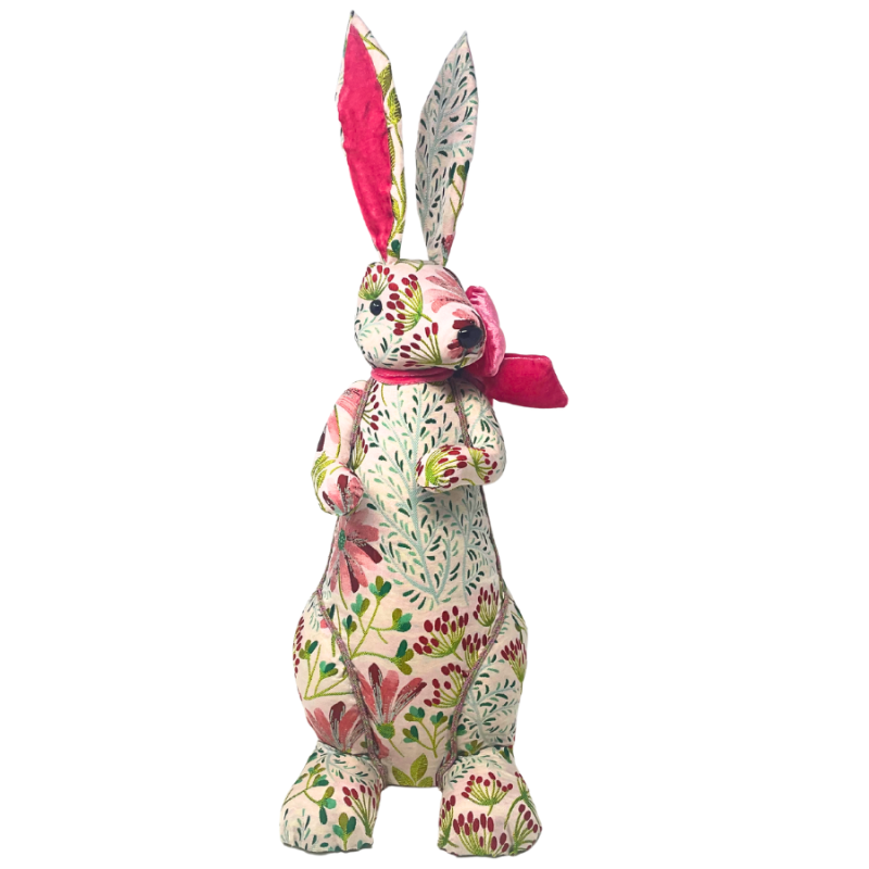 22" Pink & Green Fabric Bunny