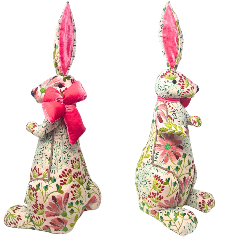 22" Pink & Green Fabric Bunny