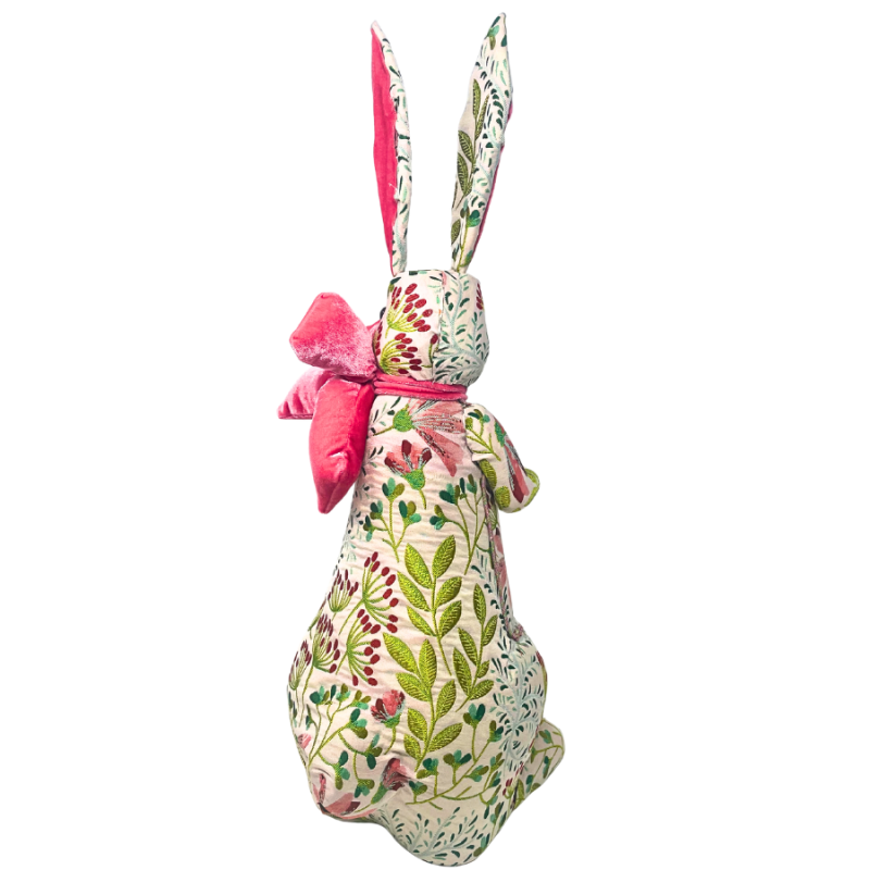 22" Pink & Green Fabric Bunny