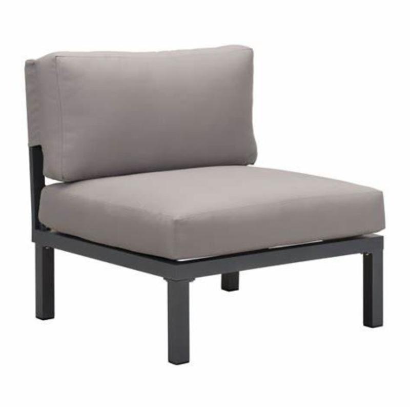 Santorini Armless Chair with Cushion-Dark Grey