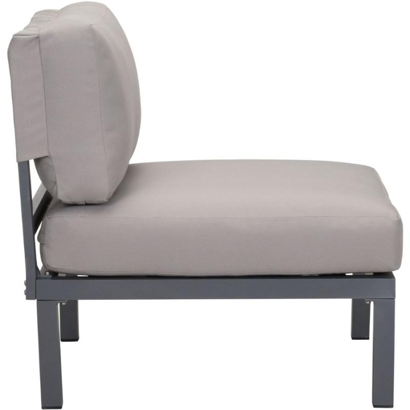 Santorini Armless Chair with Cushion-Dark Grey