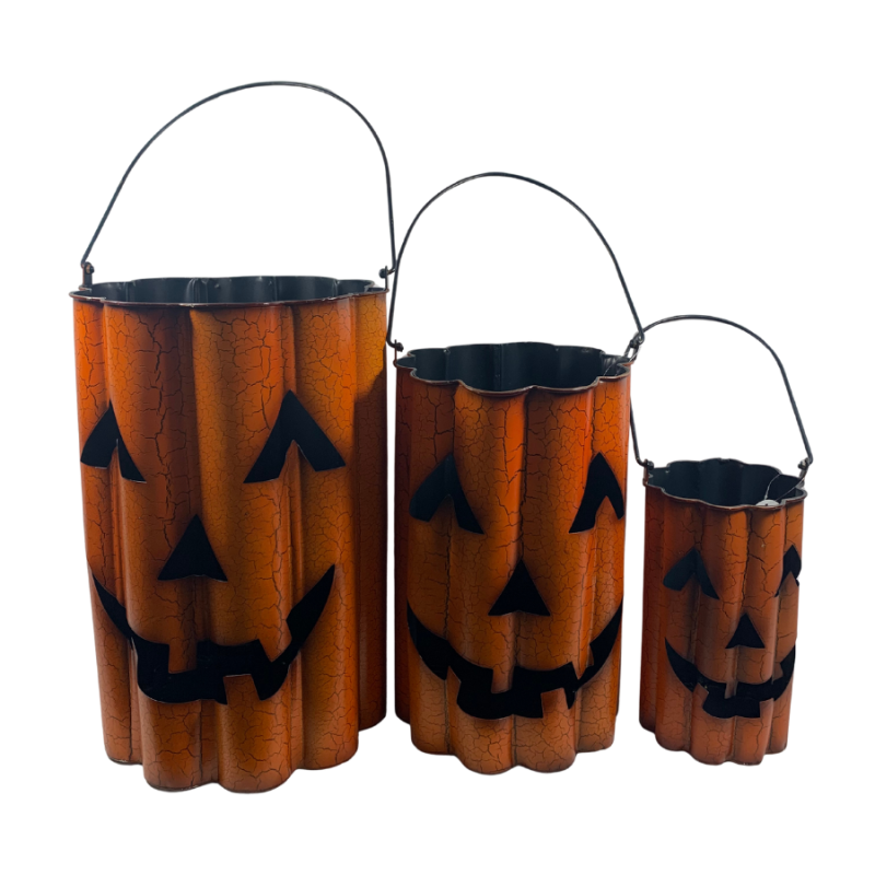 10" Metal jack o'lantern bucket