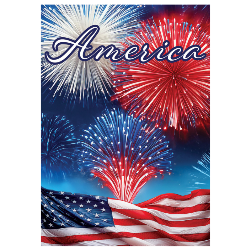 America Fireworks Garden Flag