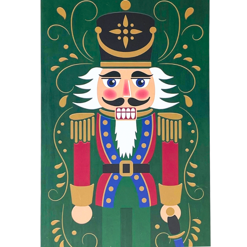 Festive Green Nutcracker Hanging Sign