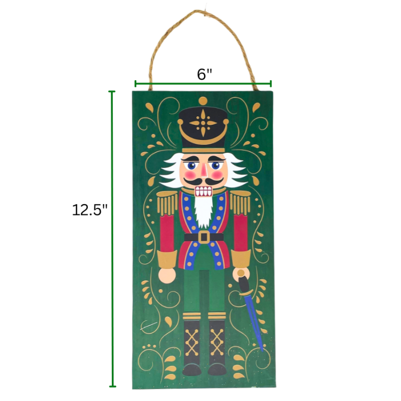 Festive Green Nutcracker Hanging Sign