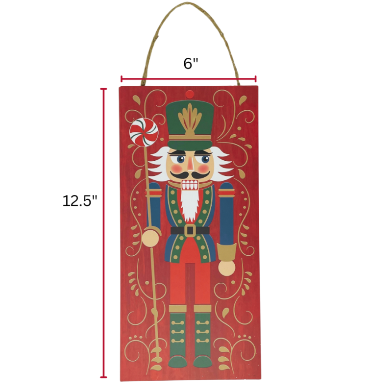 Festive Red Nutcracker Hanging Sign