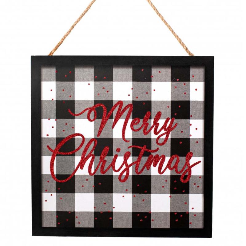 10&quot; Square Merry Christmas Glitter Sign | Cardinal