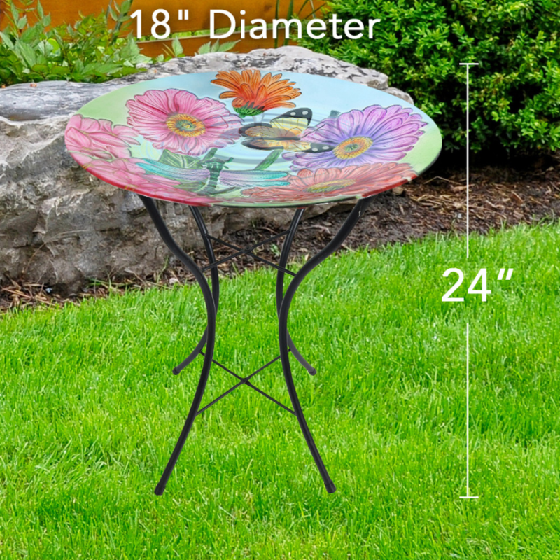 Zinnias in Bloom Bird Bath