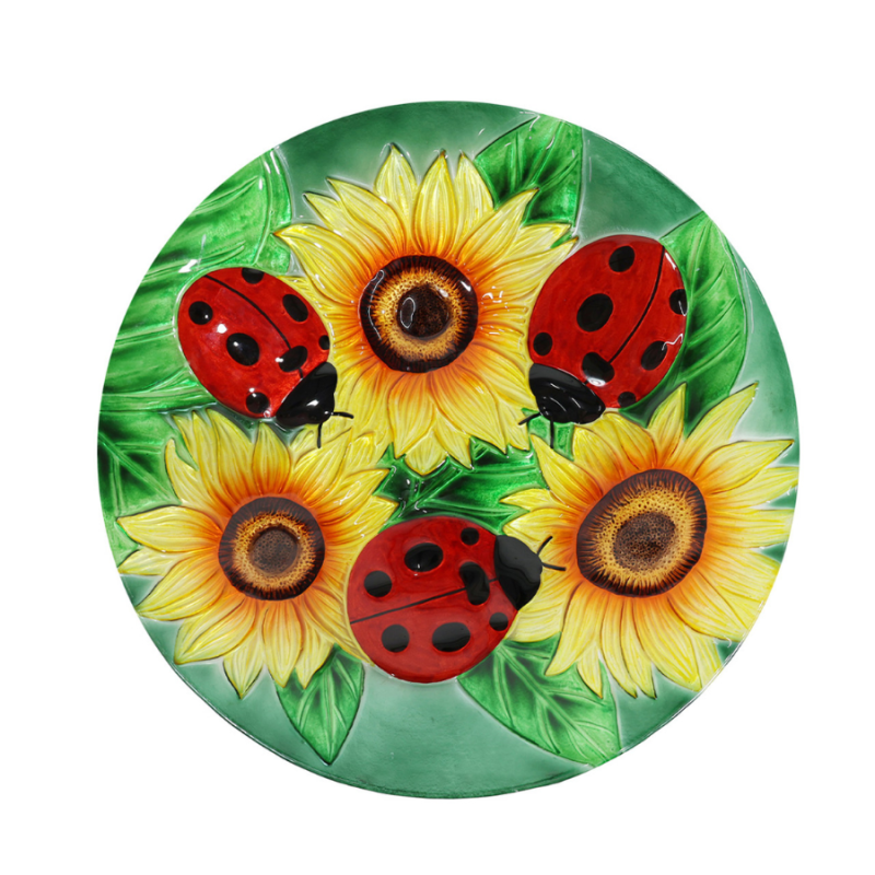 Ladybugs & Sunflowers Bird Bath
