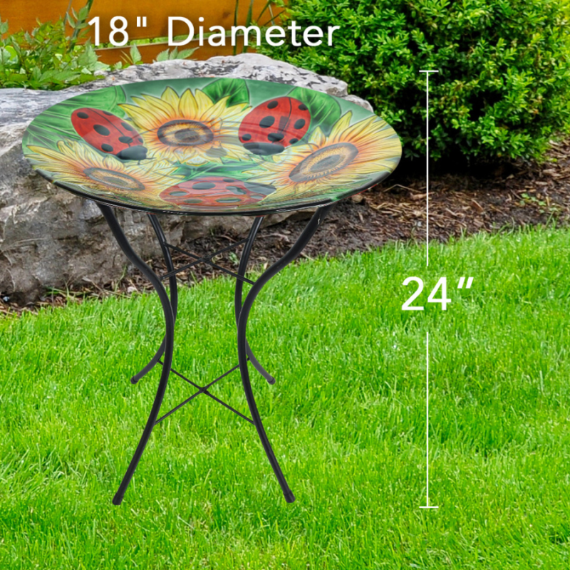Ladybugs & Sunflowers Bird Bath