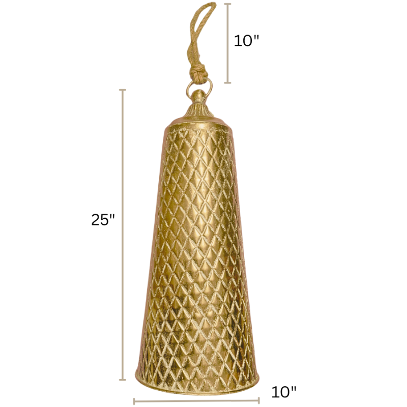 25" Long Metal Gold Hanging Bell