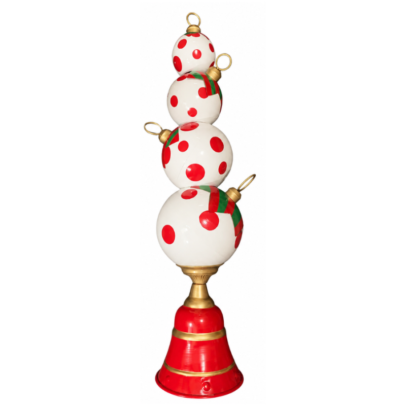 40" Red & White Stacked Ornament Finial
