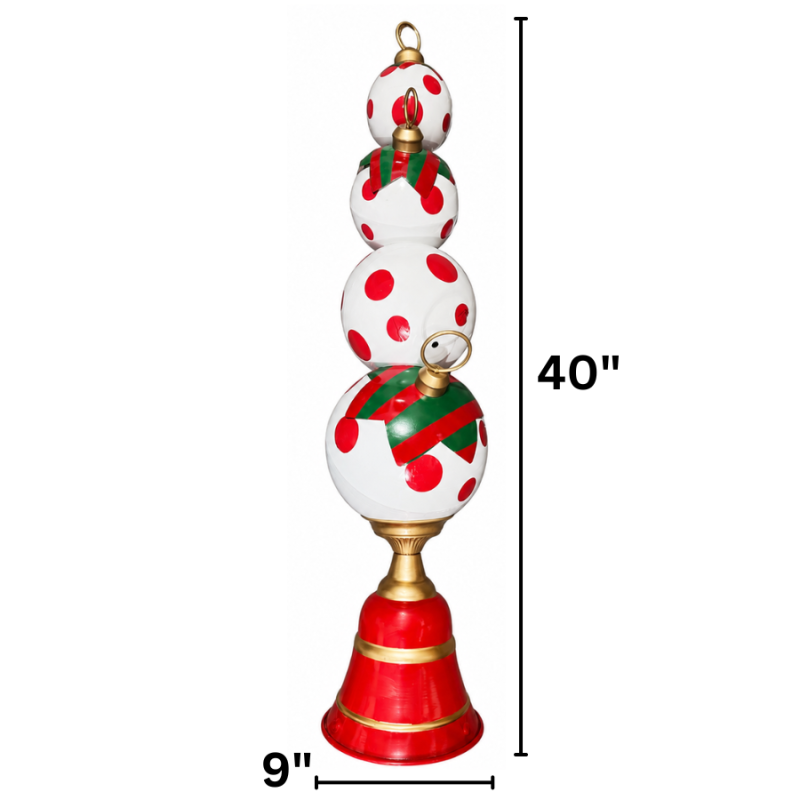 40" Red & White Stacked Ornament Finial