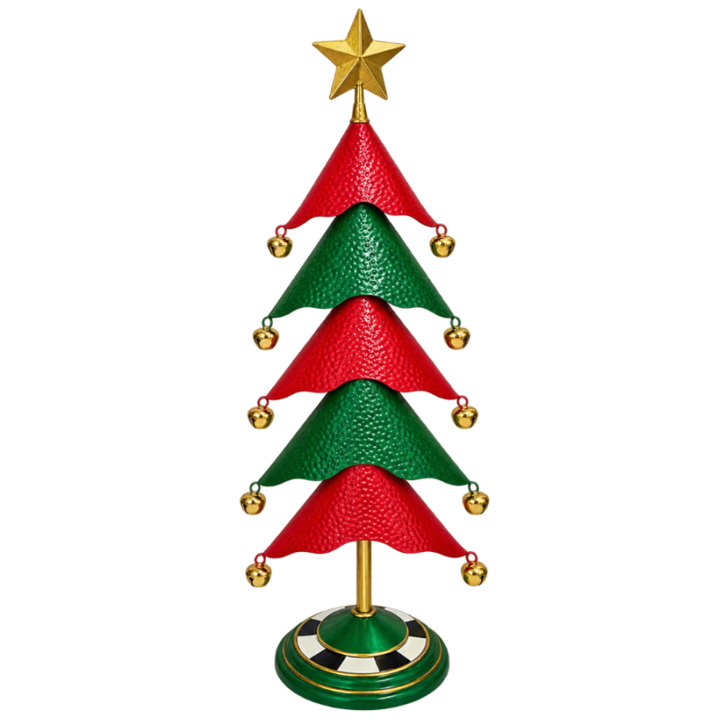 29" Metal Green & Red Tree w/ Jingle Bells