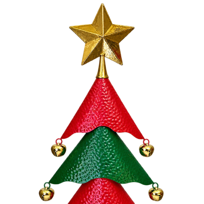 29" Metal Green & Red Tree w/ Jingle Bells