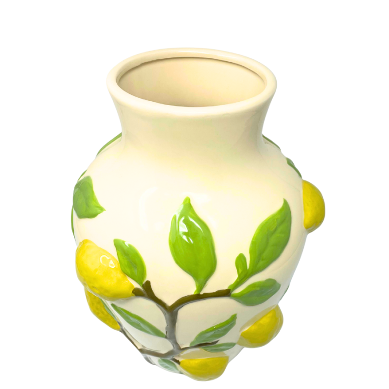 12" 3D Lemon Branch Ceramic Vase