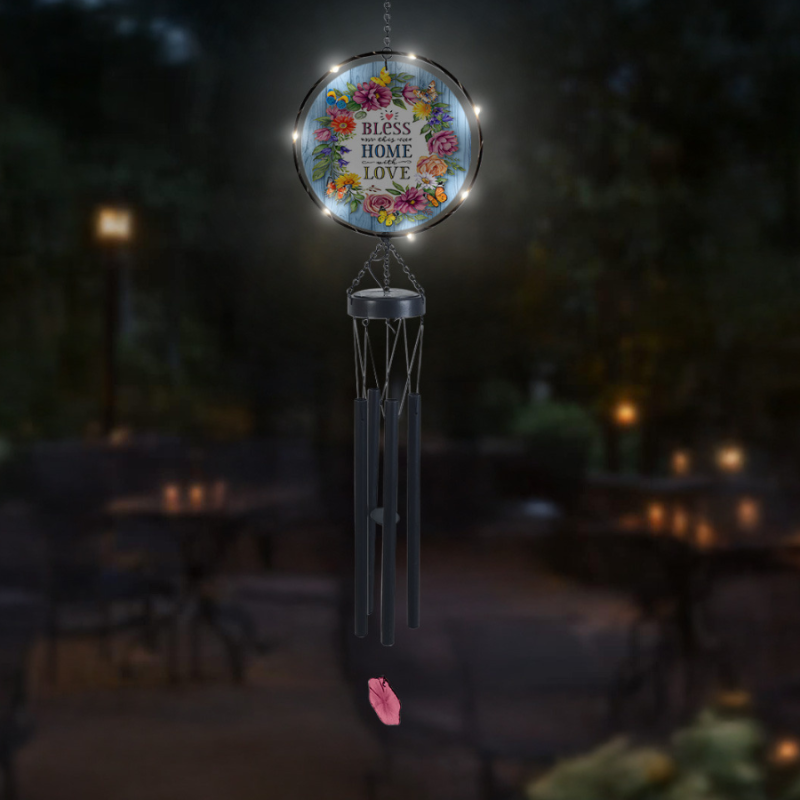 Bless This Home With Love Illuminated Wind Chime