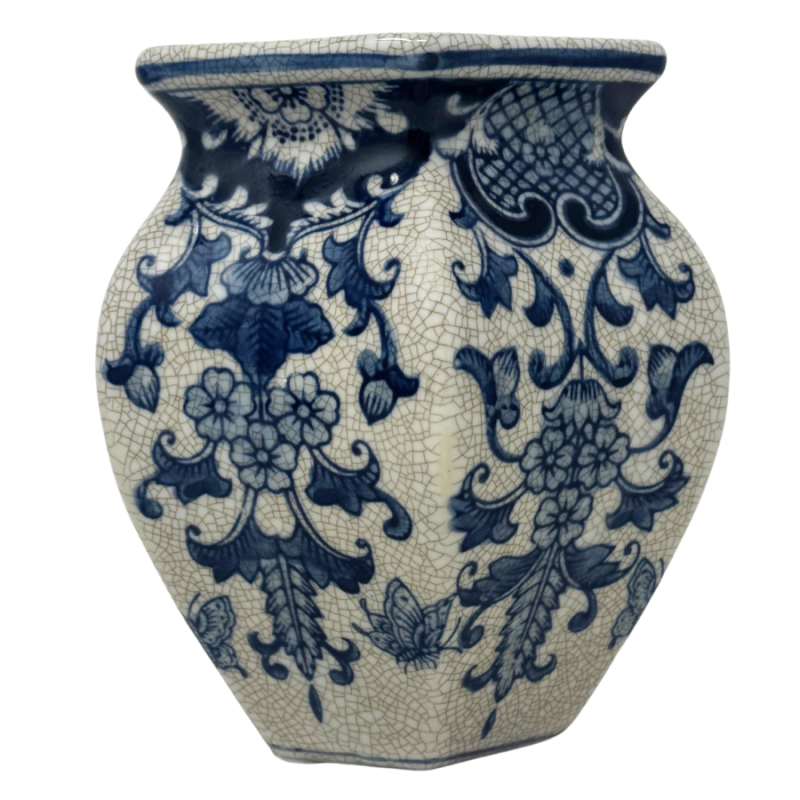 6.5" Octagonal Chinoiserie Cachepot