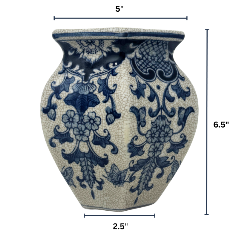 6.5" Octagonal Chinoiserie Cachepot