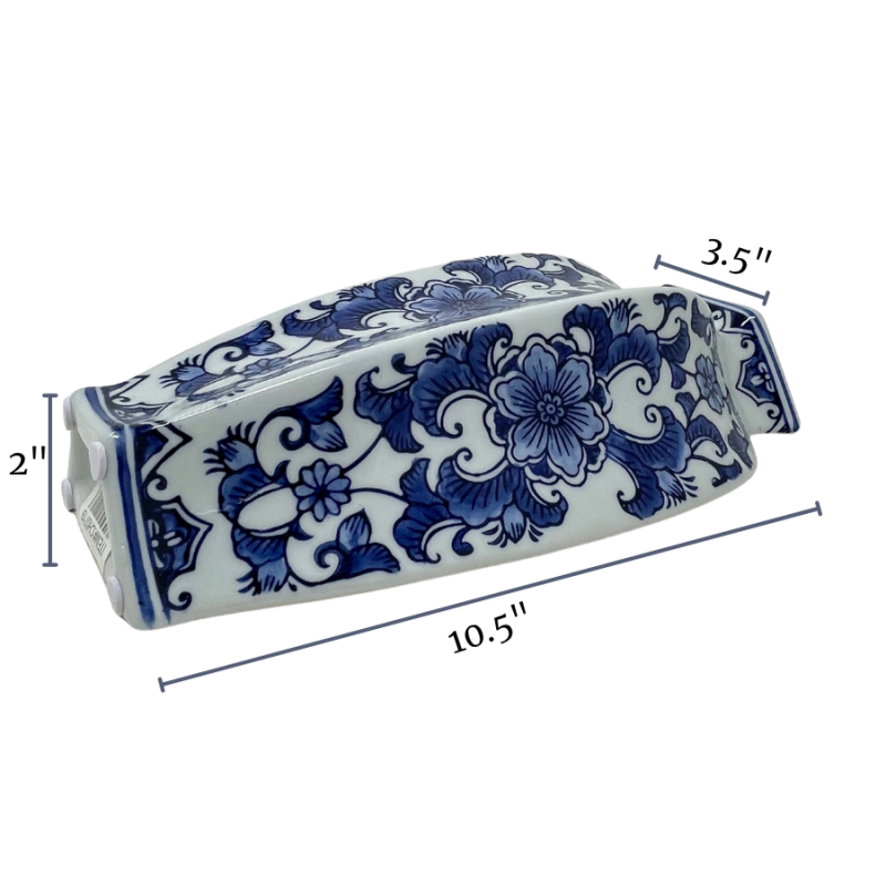 10.5" Blue & White Chinoiserie Wall Vase